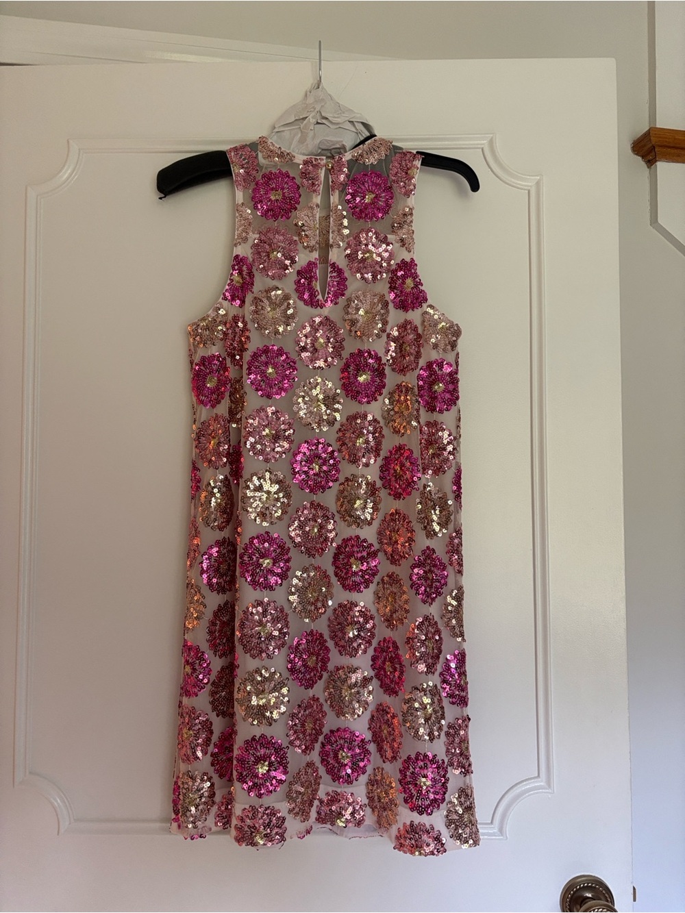 Trina Turk Johanna Pink and Gild Sequin Floral dress